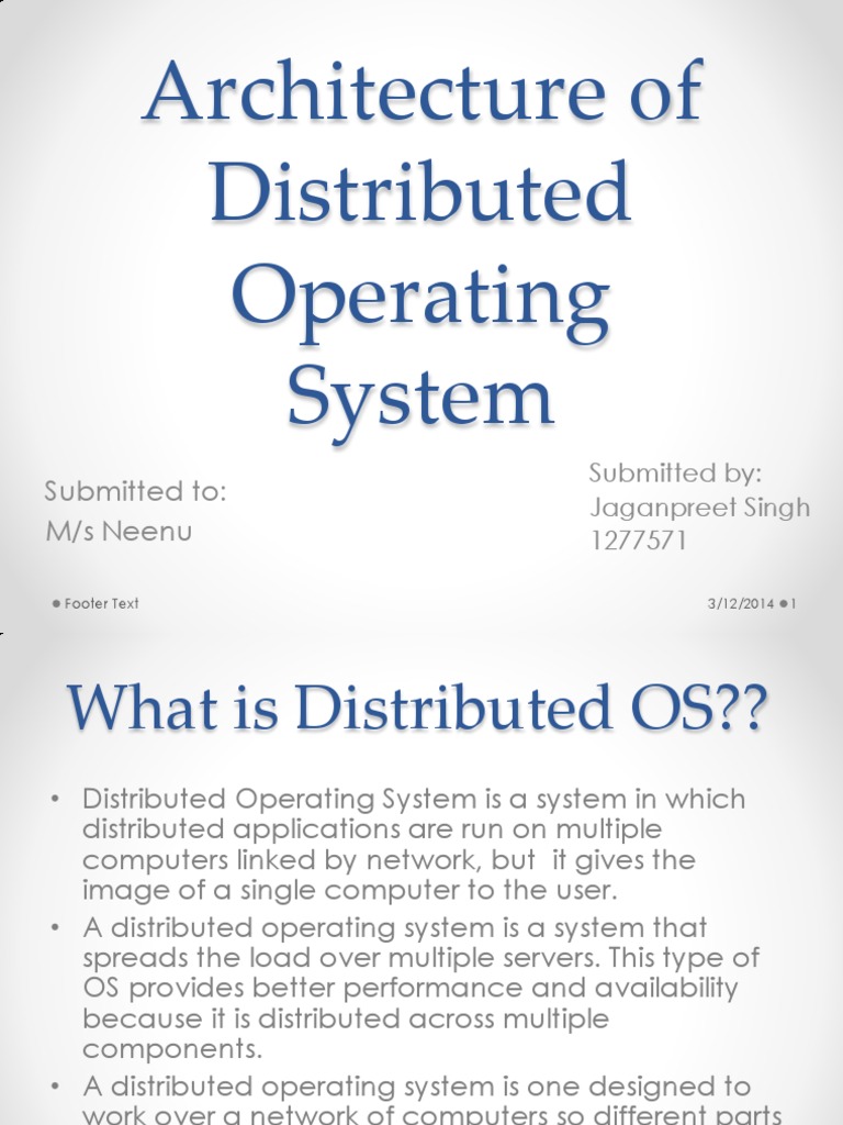 Architecture of distributed operating system submitted to m s neenu pdf