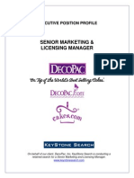 Executive Position Description, Sr Marketing Licensing Mgr