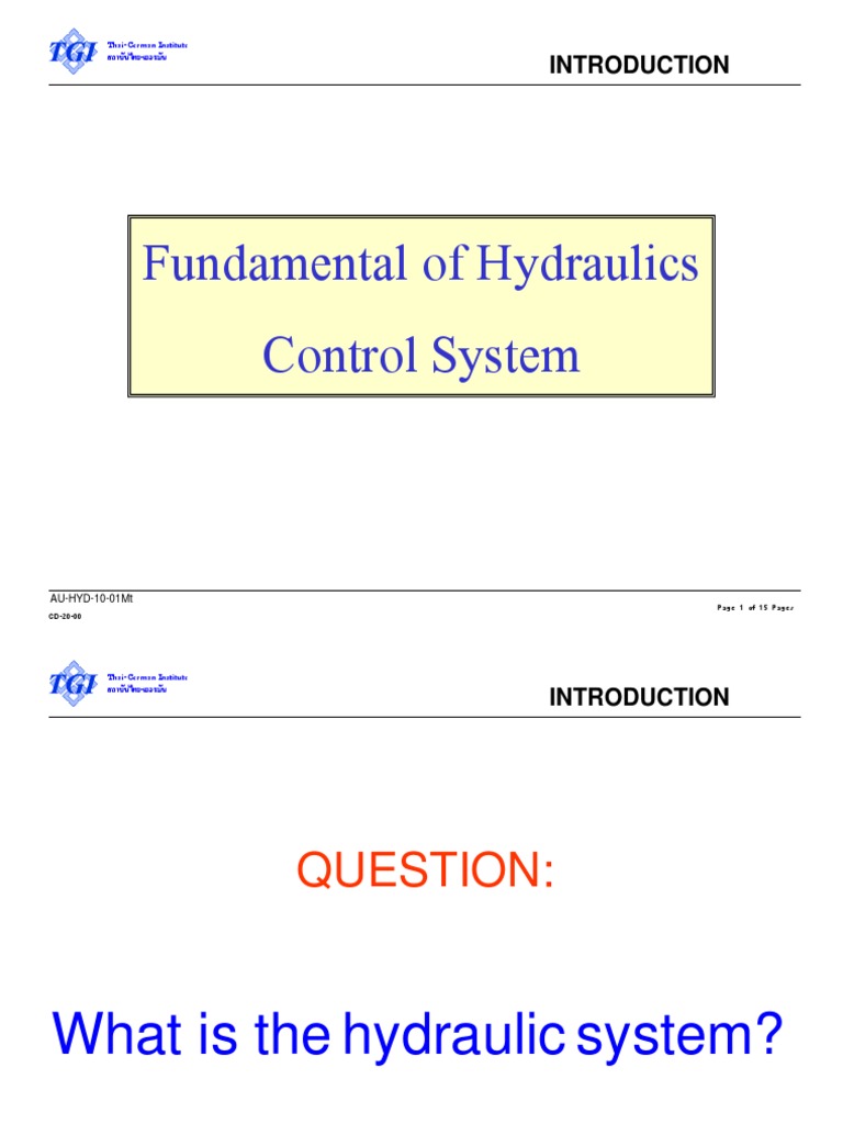 Introduction to Hydraulic Systems | PDF | Valve | Fluid Dynamics