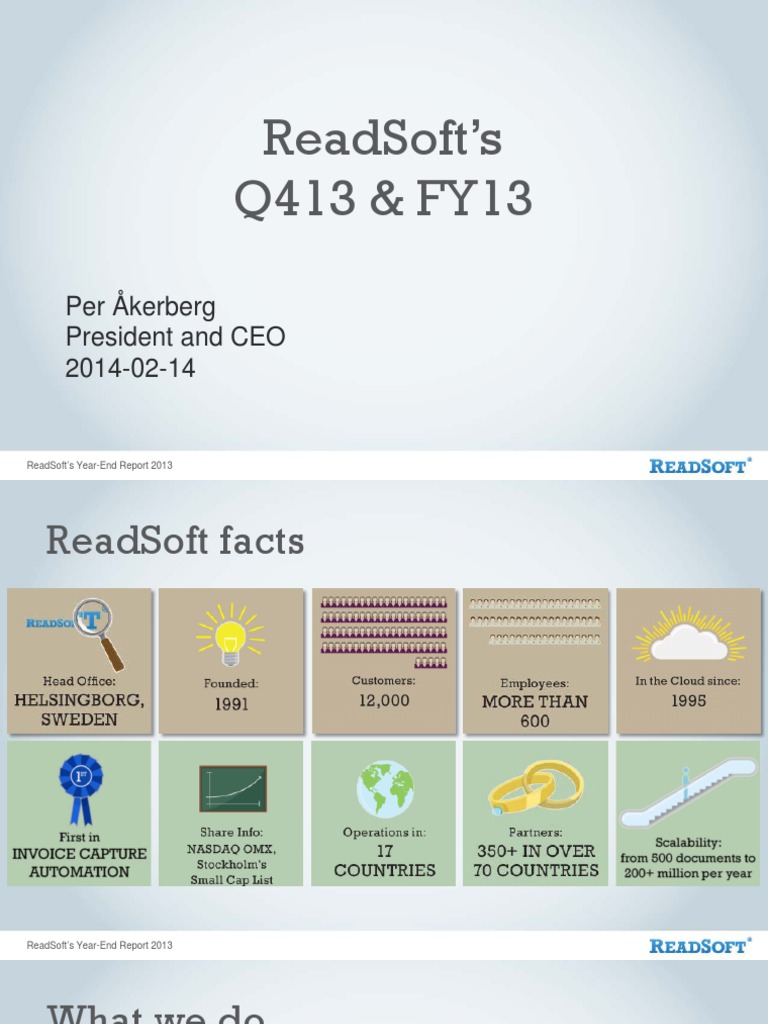 ReadSoft Year-End Report 2013 Summary | PDF | Revenue | Cloud Computing