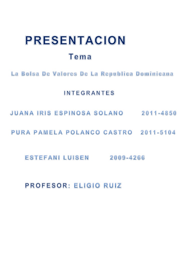 Bolsa de Valores RD | PDF | Bolsa | Compartir (Finanzas)