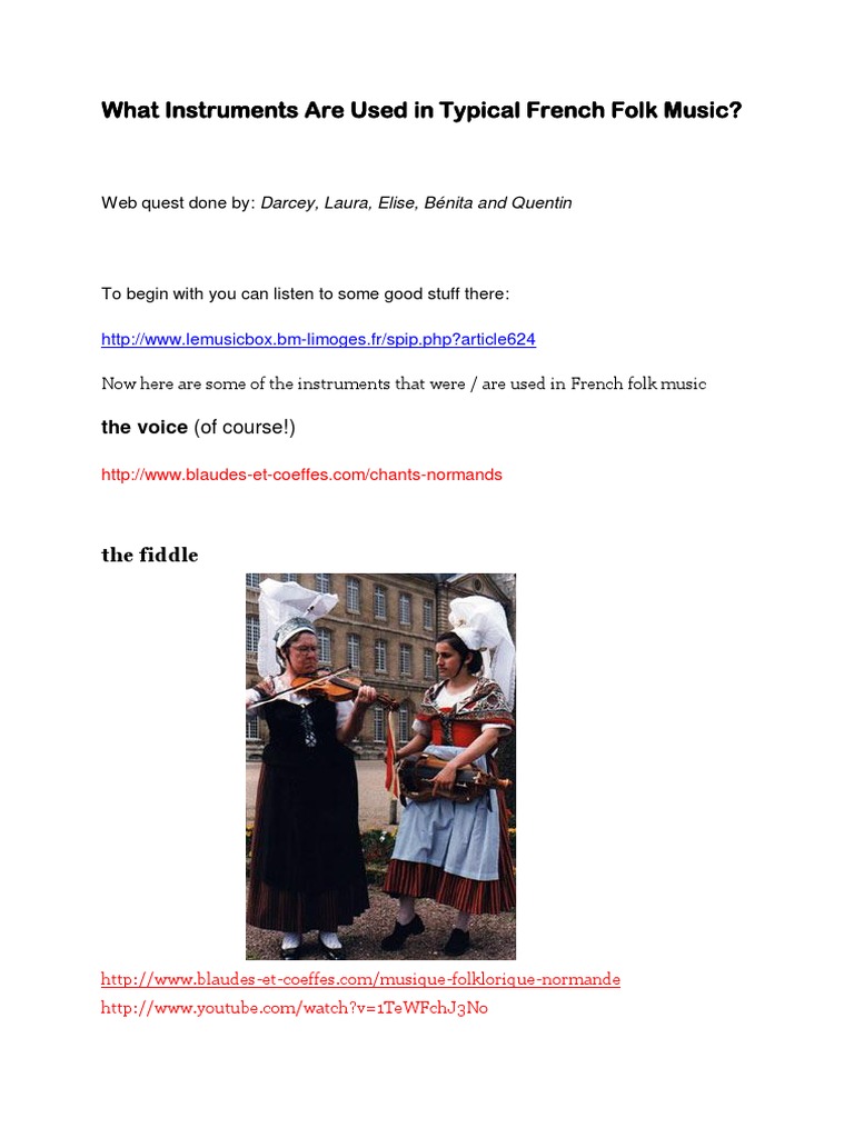 What Instruments Are Used in Typical French Folk Music PDF Folk Music Performing Arts