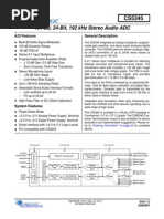 104 DB, 24-Bit, 192 KHZ Stereo Audio Adc: A/D Features General Description