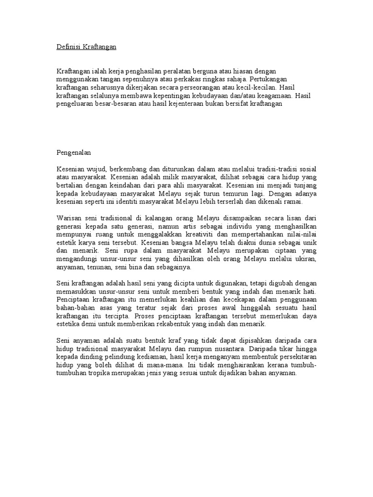 Definisi Kraftangan Pdf