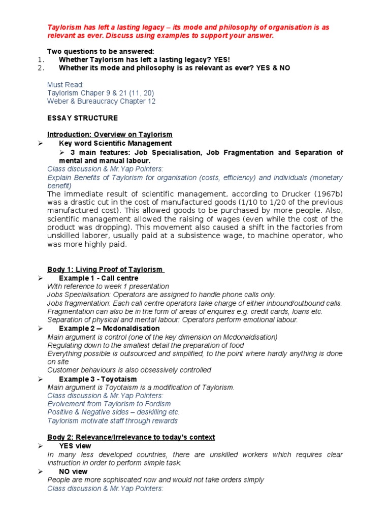 Legacy and Relevance of Taylorism | PDF | Call Centre | Employment