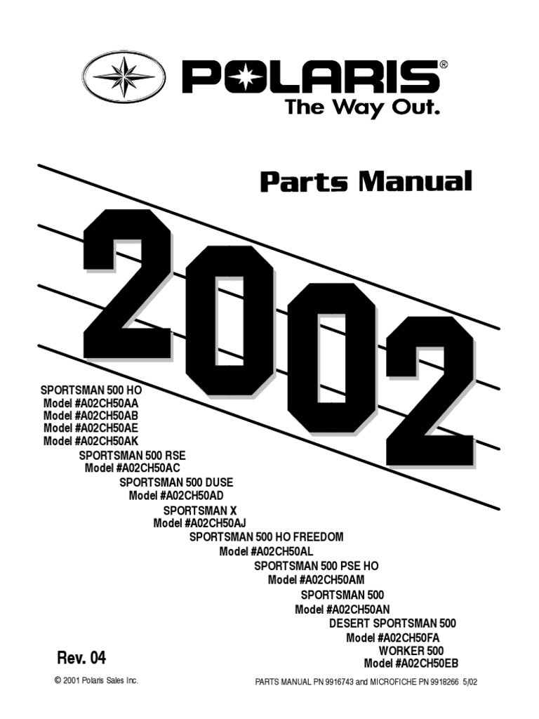 Sportsman 500 Ho Rse Duse 02 Parts Manual Screw Washer Hardware