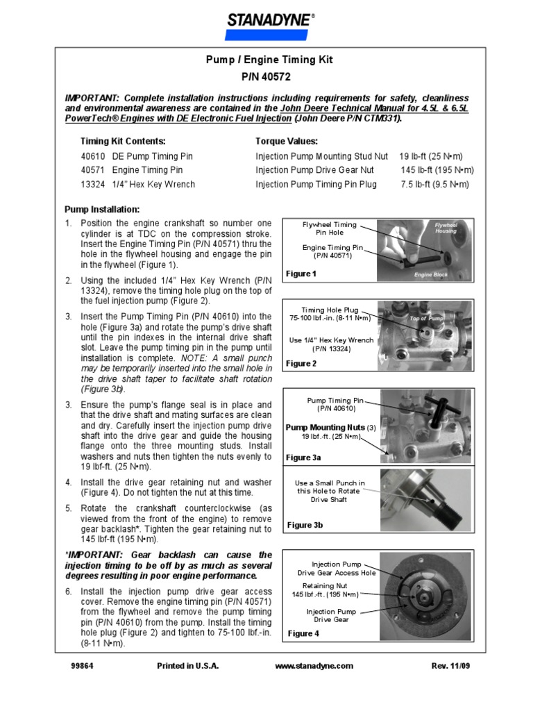 Stanadyne de Pump Timing Instructions Nut (Hardware) Gear