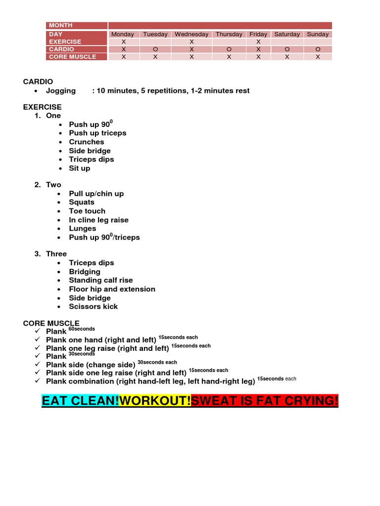 Weekly Fitness and Cardio Plan | PDF | Wellness