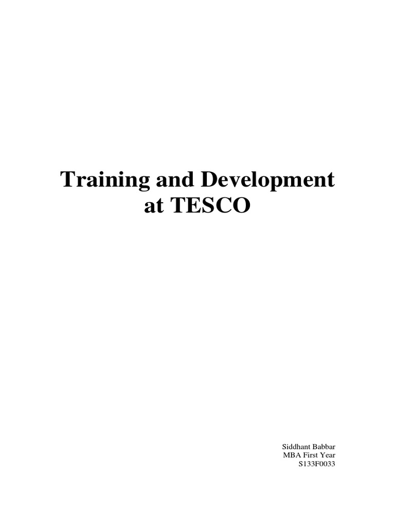 Training and Development at TESCO PDF Tesco Personal Development