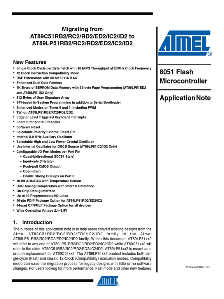 Migrating From At89c51 To At89lp51 An | PDF | Flash Memory | Booting
