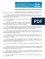 March13.2014 Bsolon Proposes To Institutionalize Training Program For Local School Boards