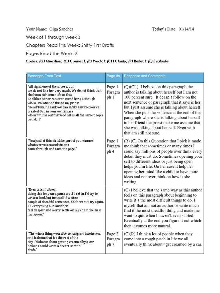 Double Entry Journal Week 1 | PDF | Paragraph