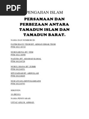 Persamaan Dan Perbezaan Antara Tamadun Islam Dan Tamadun Barat Pdf