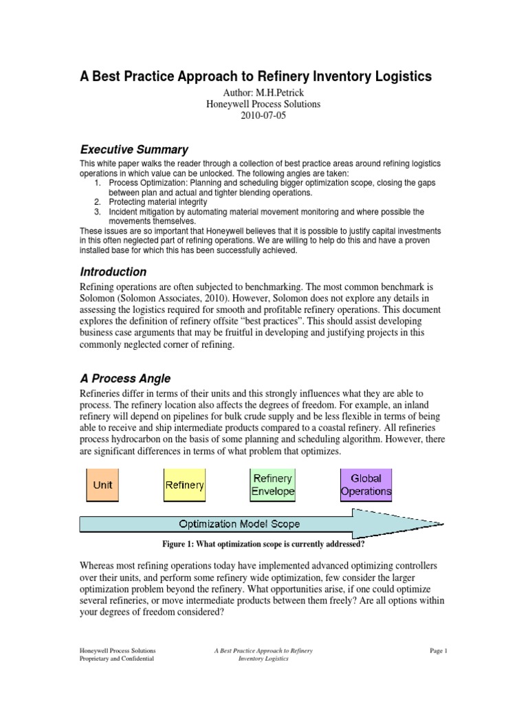 A Best Practice Approach To Refinery Inventory Logistics | PDF | Oil ...