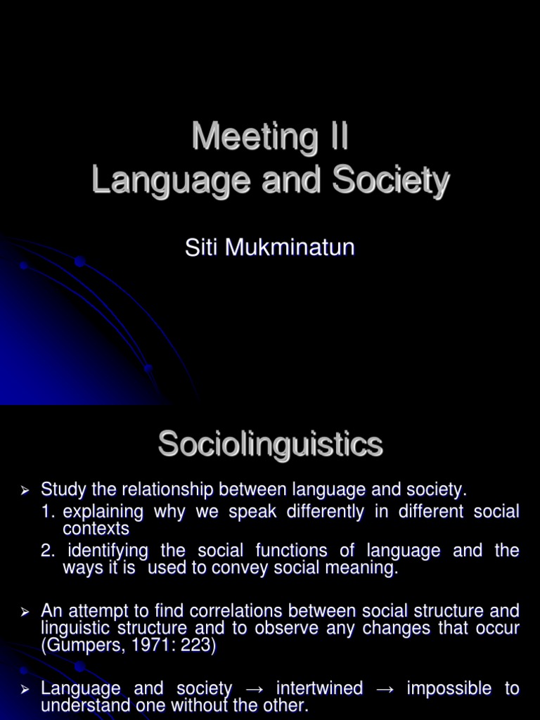 Language and Society in Sociolinguistics | PDF | Sociolinguistics ...