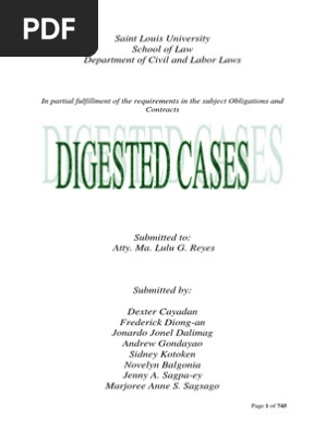 Full Obligations and Contracts  Digested Cases