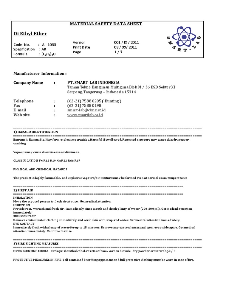 817 Diethyl Ether Msds Pdf Toxicity Materials