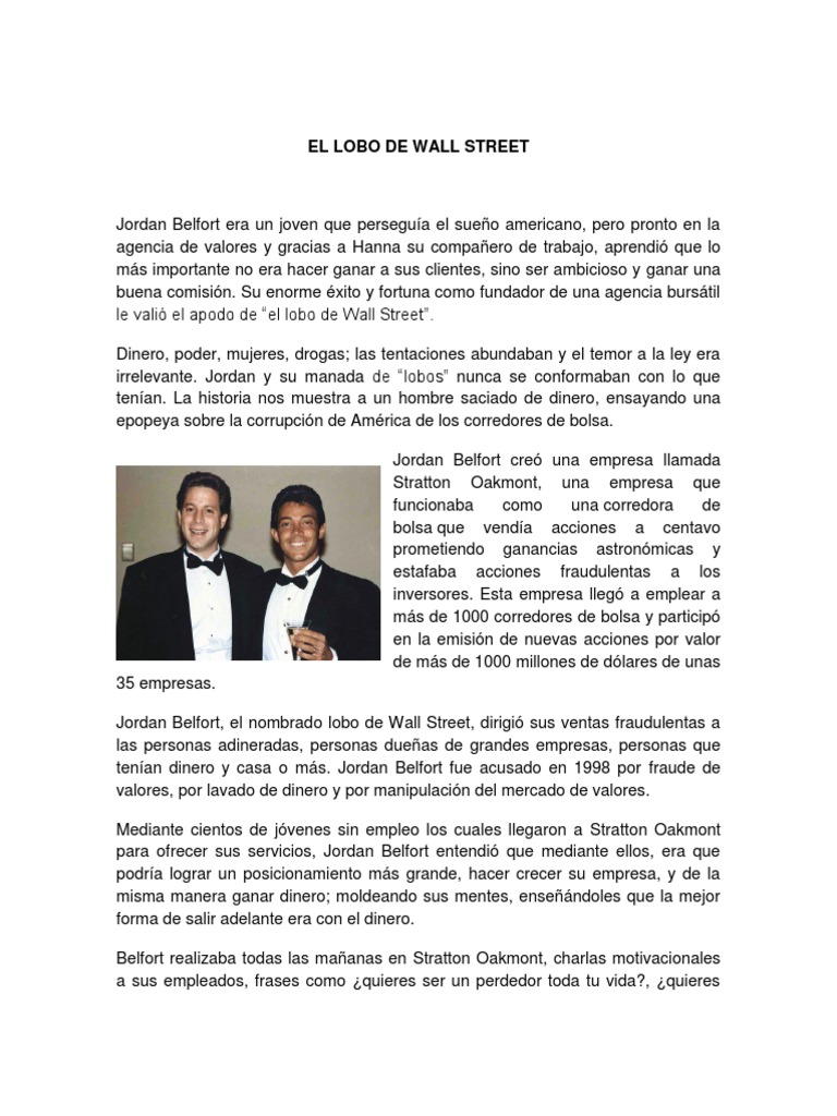 Oscar El Lobo De Wall Street En La Película El Lobo de Wall Street | PDF | Finanzas (general) | Seguridad