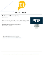 Shakespeare's Sonnets (Review) : Shakespeare Quarterly, Volume 59, Number 4, Winter 2008, Pp. 491-493 (Article)