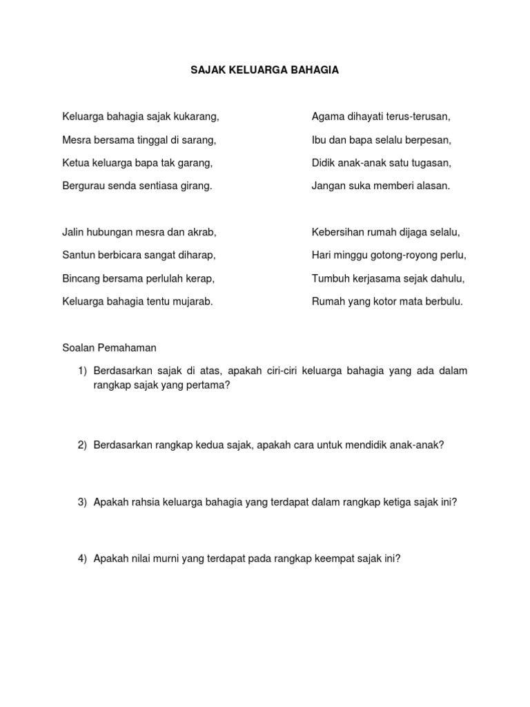 Sajak Keluarga Bahagia Pdf
