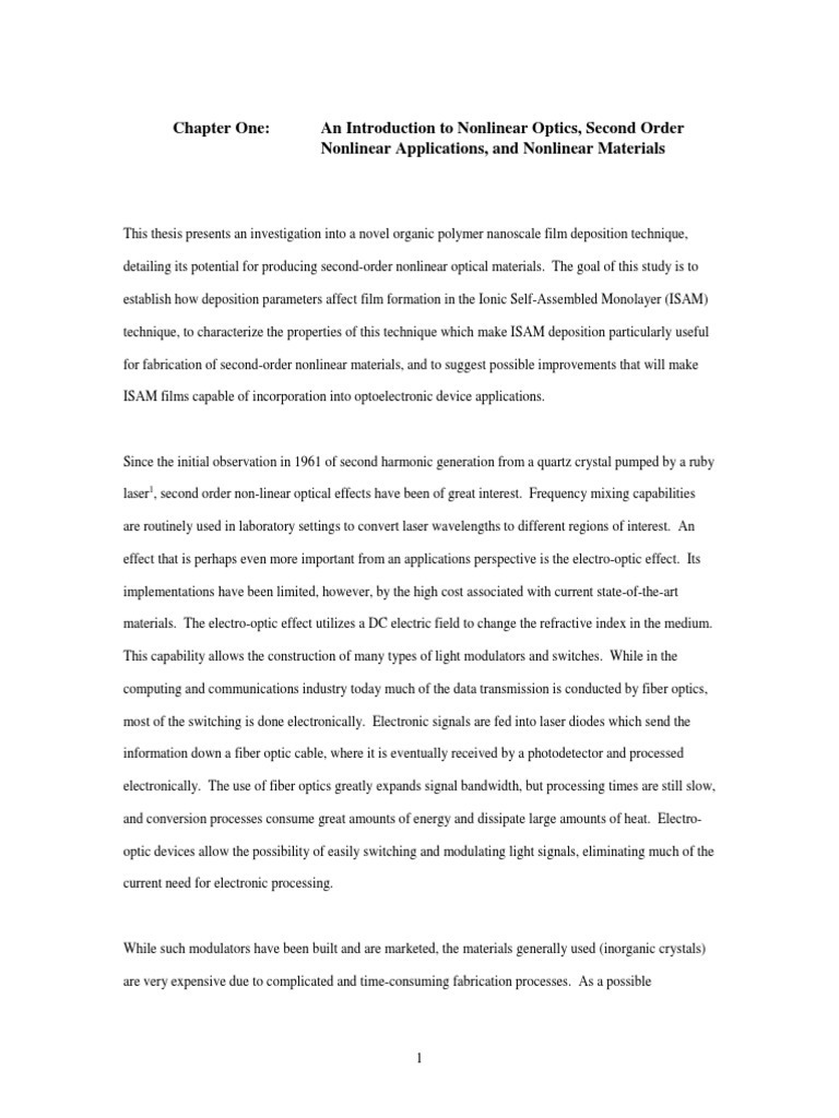 ISAM Technique for Nonlinear Optical Films | PDF | Nonlinear Optics ...