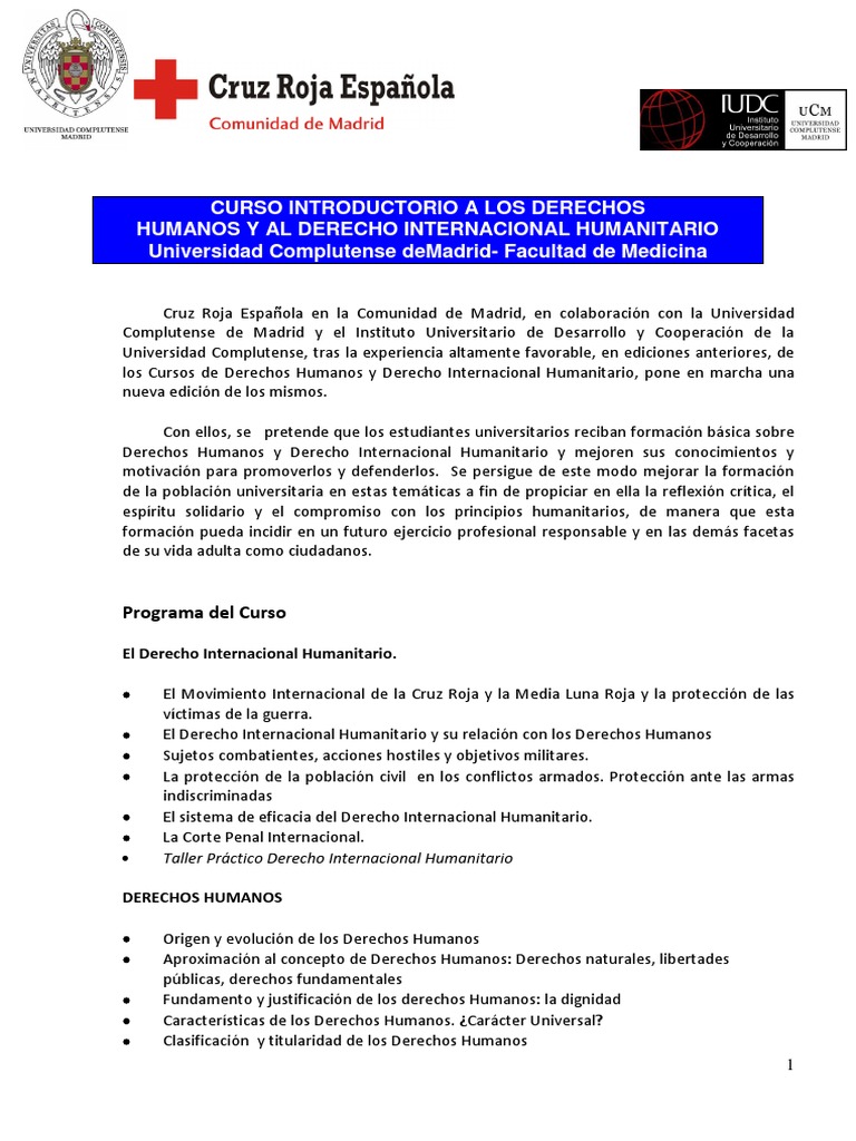 Curso de Derechos Humanos y DIH UCM | PDF | Ley humanitaria ...