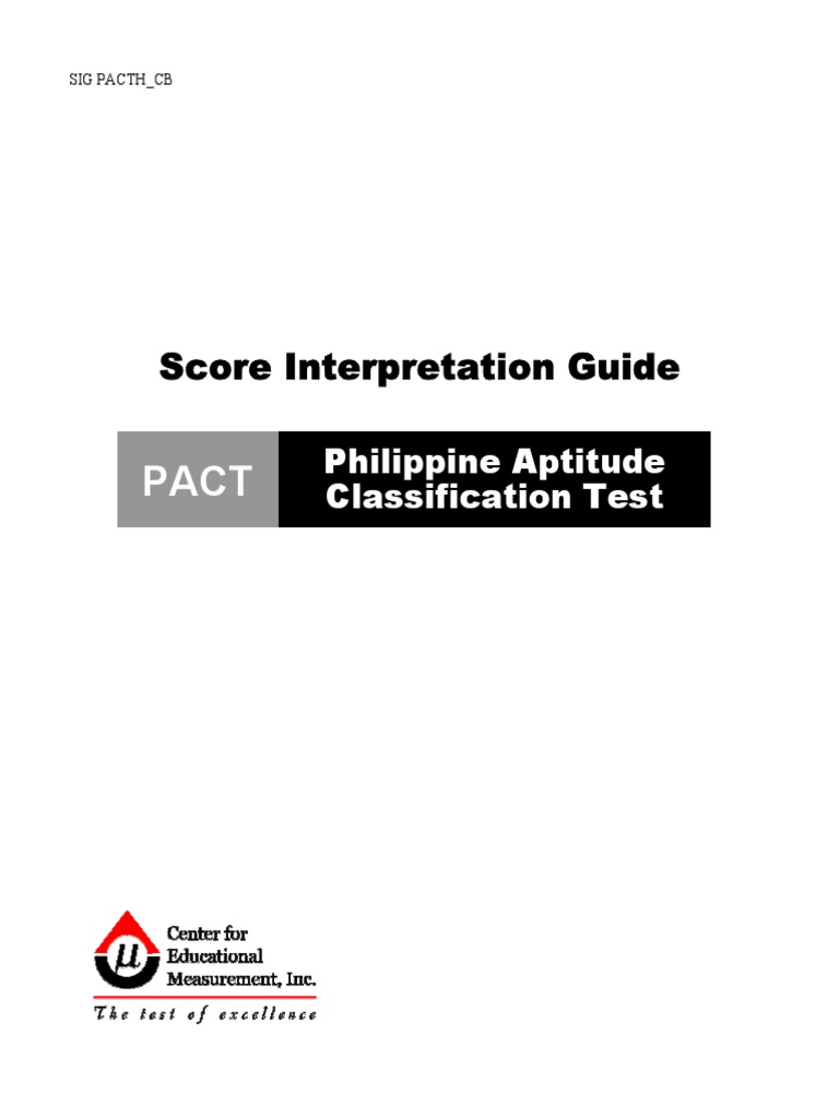 Score Interpretation Guide Philippine Aptitude Classification Test PDF Test Assessment