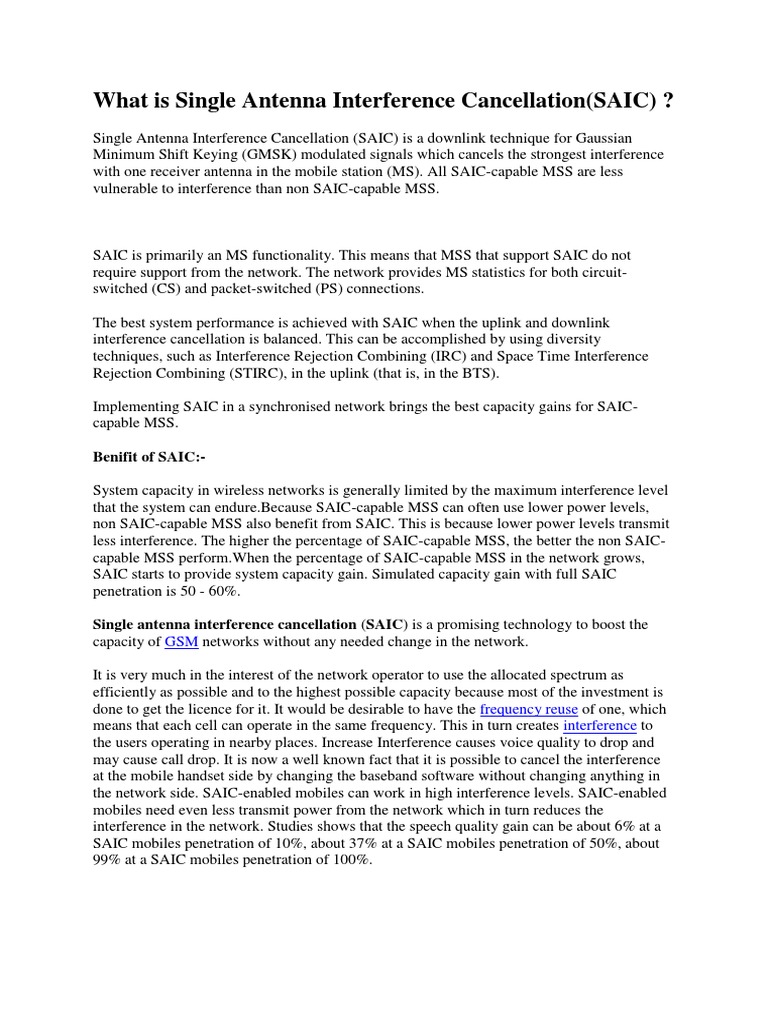Understanding Single Antenna Interference Cancellation | PDF ...