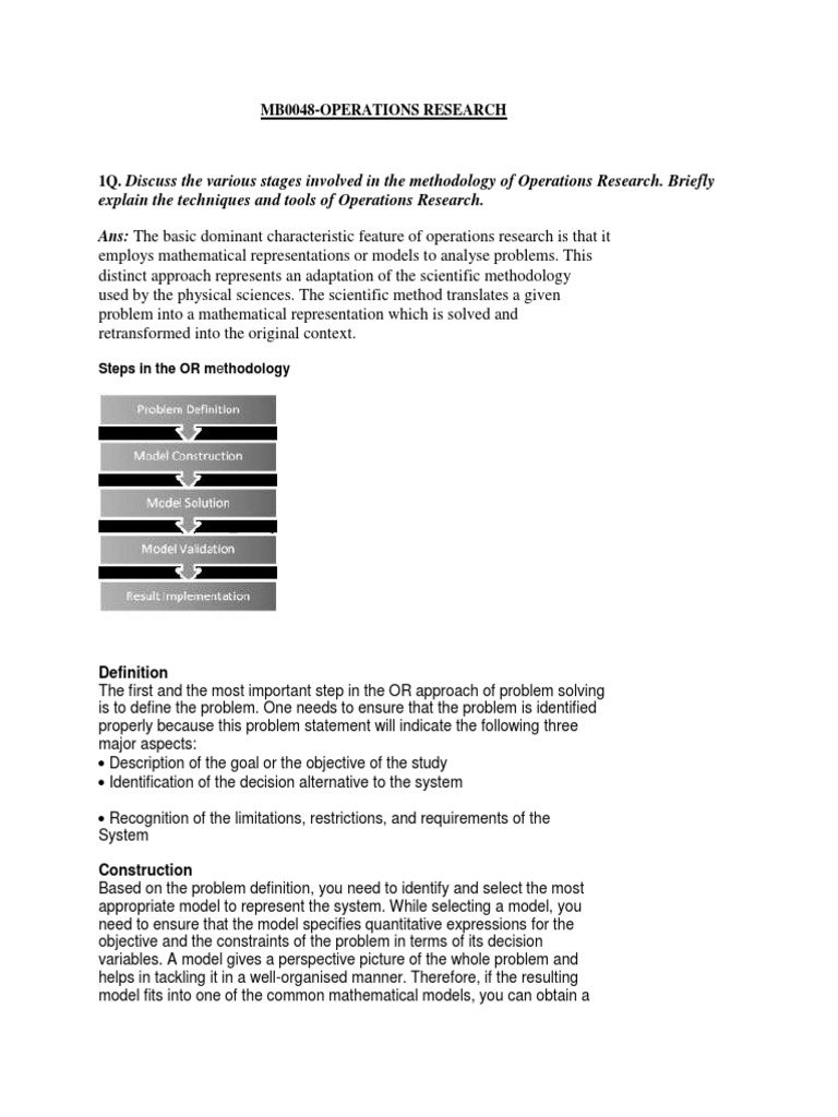 Operations Research Methodology Explained | PDF | Loss Function ...