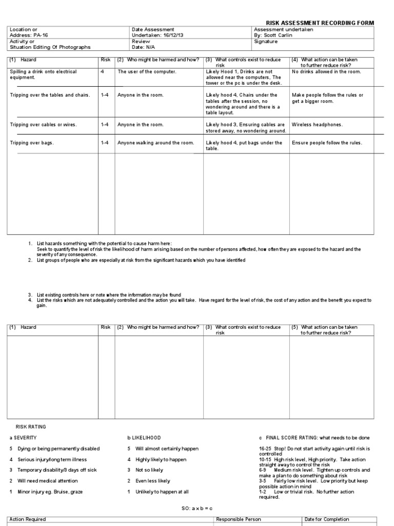 Risk Assessment P19 | PDF | Teaching Methods & Materials