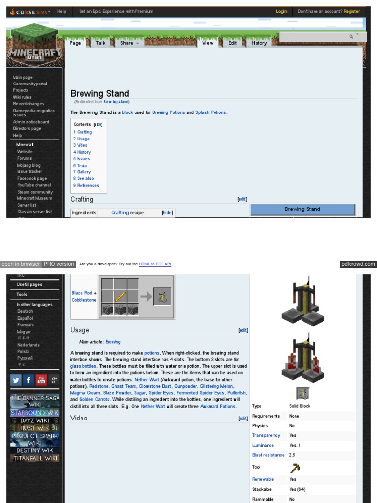 Minecraft Gamepedia Com Brewing Stand  Minecraft  Cyberspace
