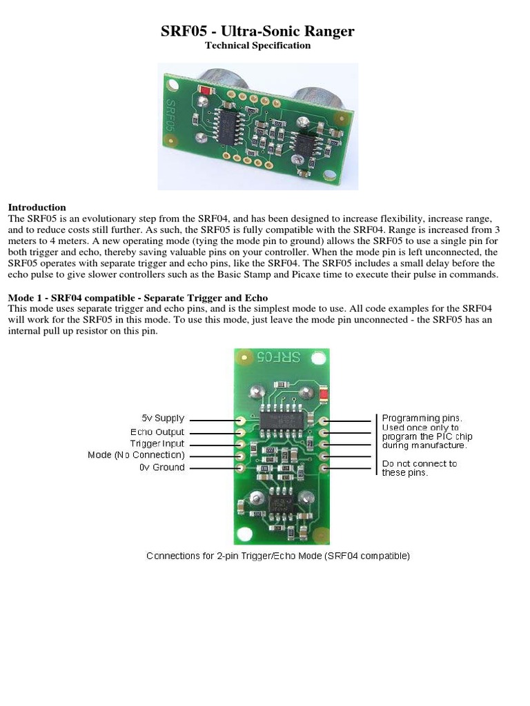 SRF05 Ultra-Sonic Ranger Overview | PDF | Technology & Engineering