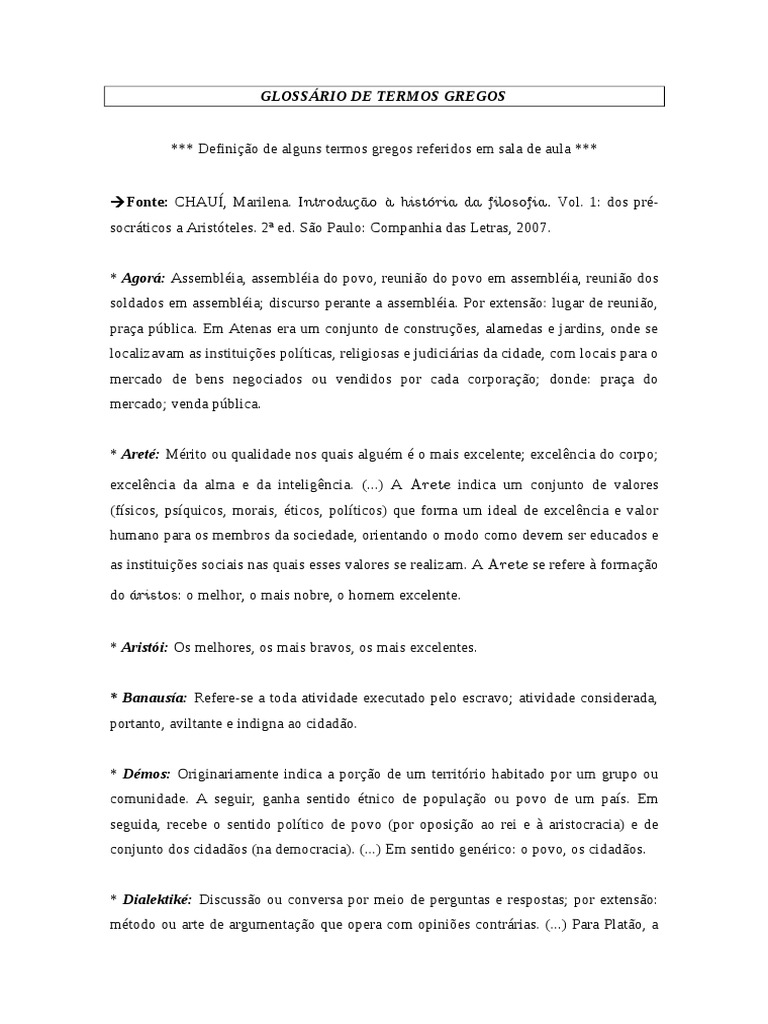 Glossário de Termos Gregos | PDF | Verdade | Epistemologia