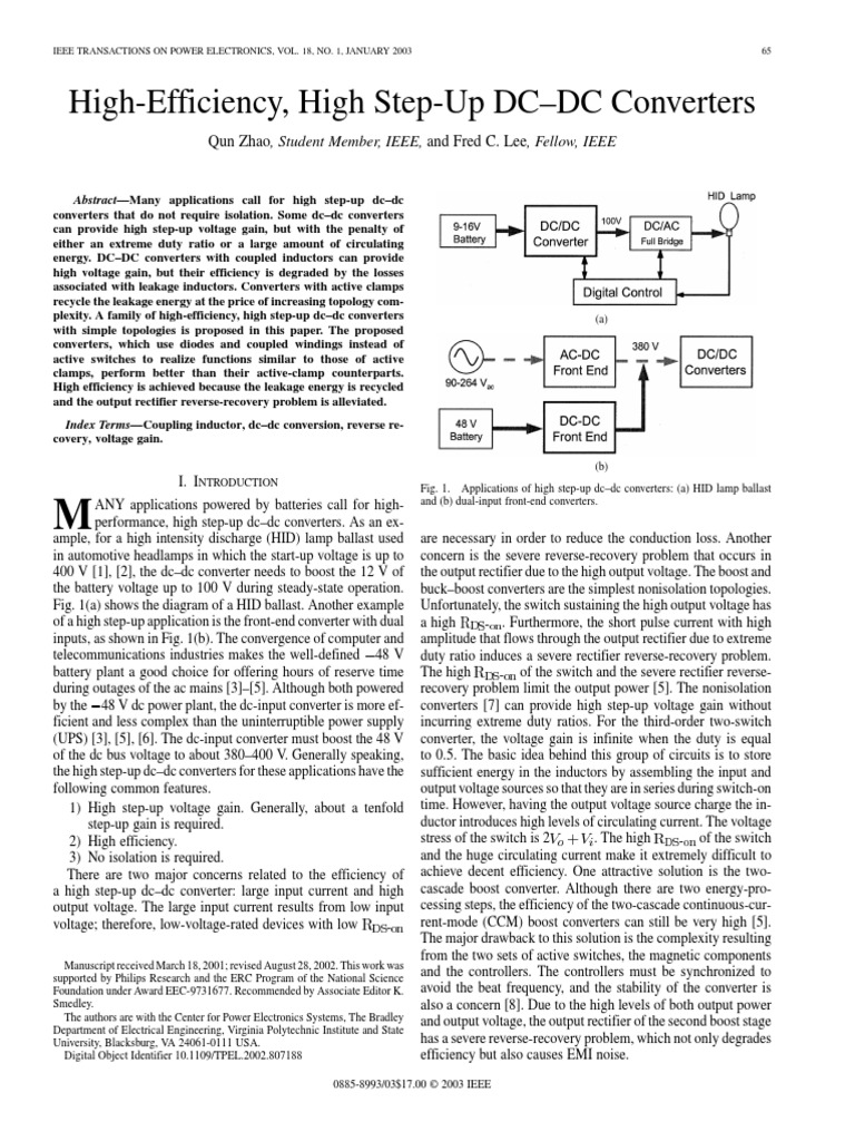 High-Efficiency, High Step-Up DC-DC Converters | PDF | Rectifier ...