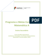 Programa Metas Curriculares Mat A