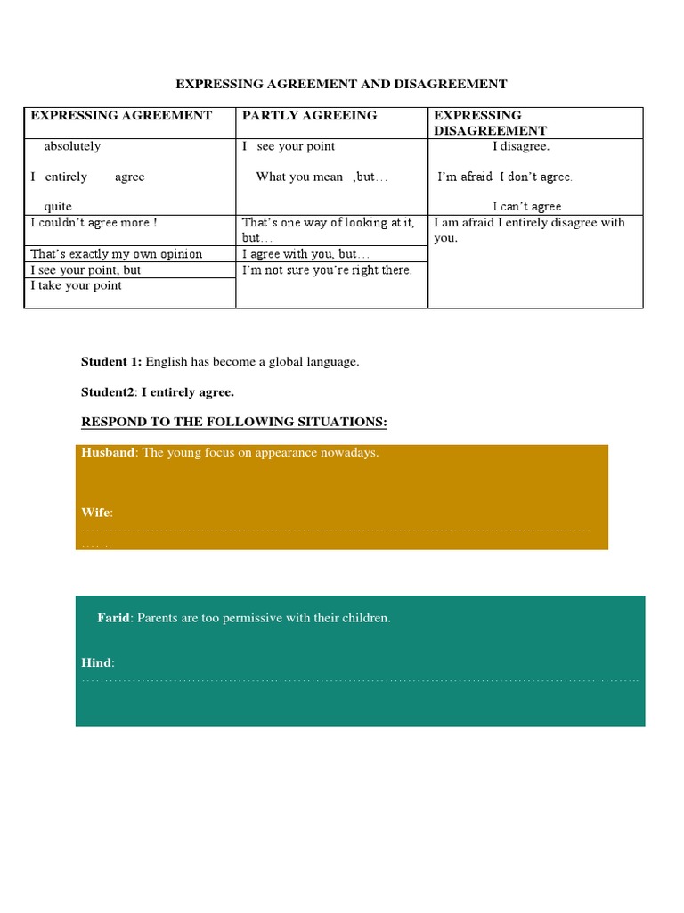 Agreement and Disagreement Expressions | PDF
