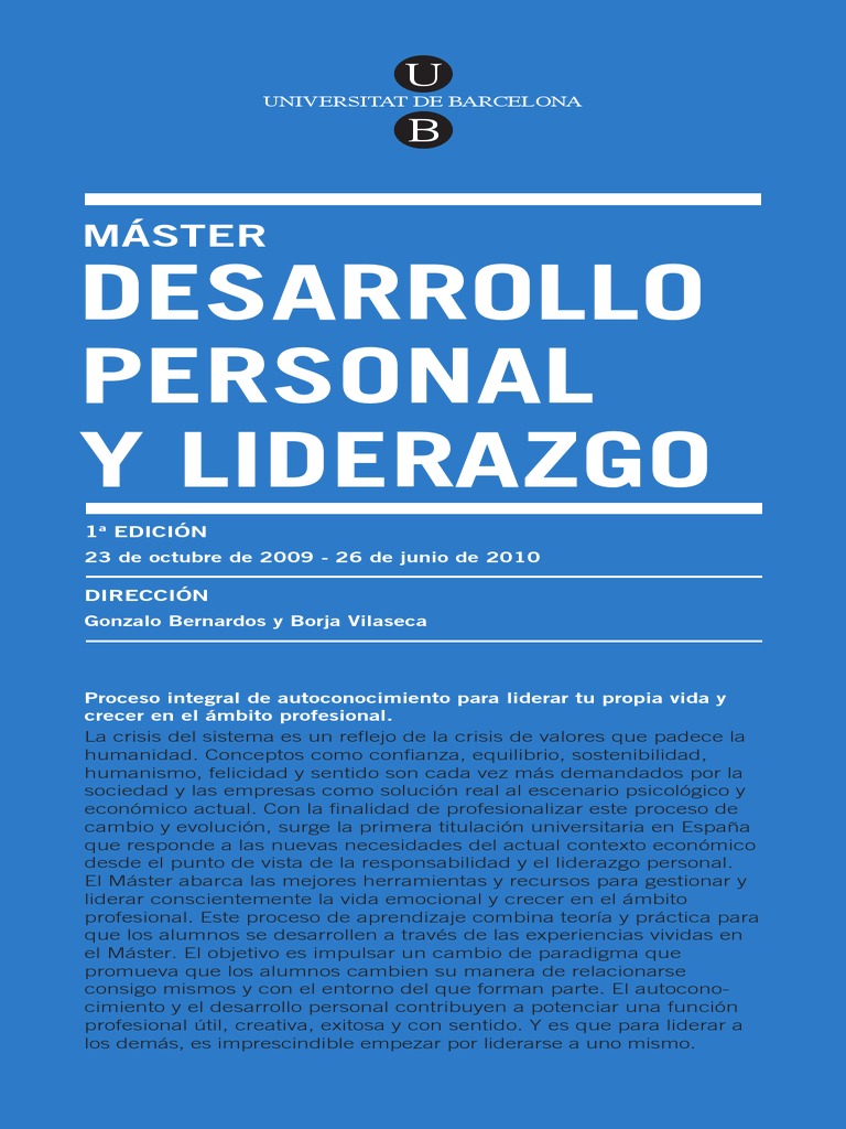 Máster en Desarrollo Personal y Liderazgo | PDF | Desarrollo personal ...