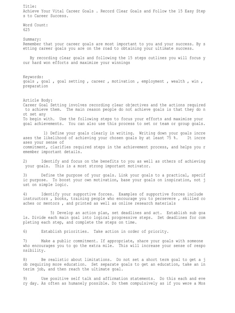 My goal in life short essay picture