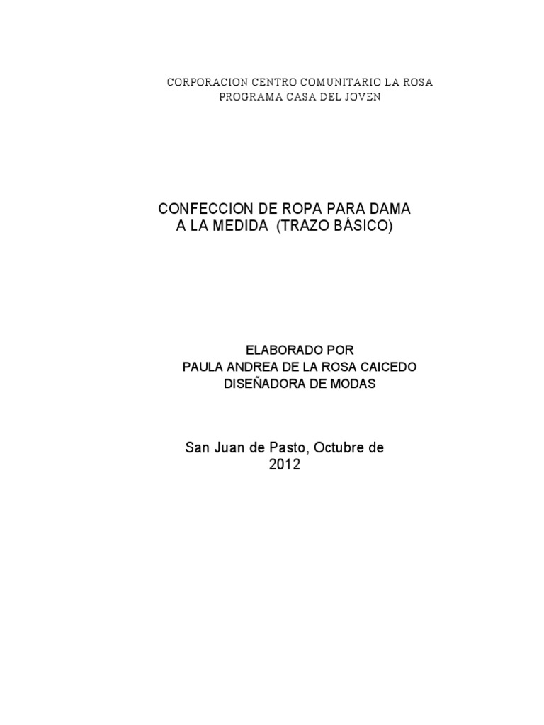 Confeccion de Ropa para Dama A La Medida (Trazo Basico) WORD | PDF | Falda  | Ropa