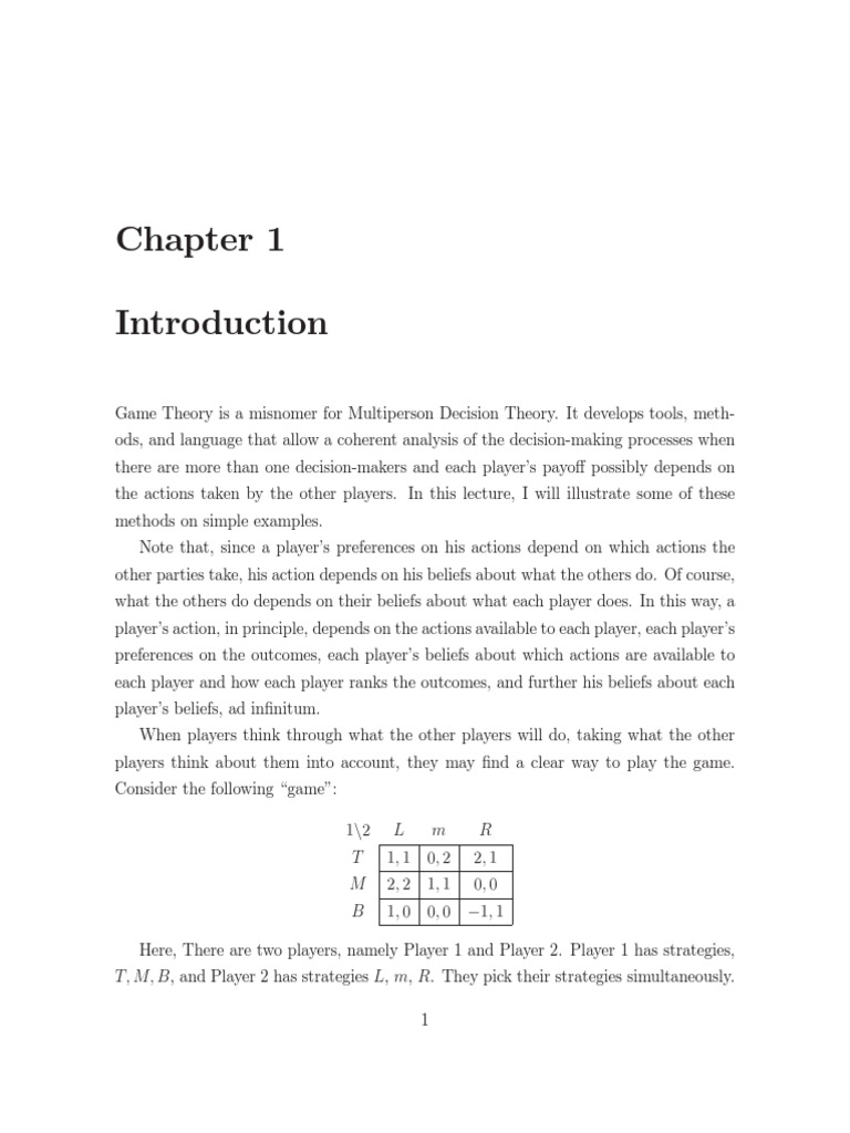 Introduction to Game Theory Concepts | PDF | Economics Of Uncertainty ...