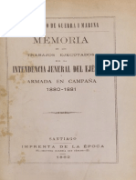 Memoria de los trabajos ejecutados por la Intendencia Jeneral del Ejército y Armada en Campaña 1880-1881. (1882)
