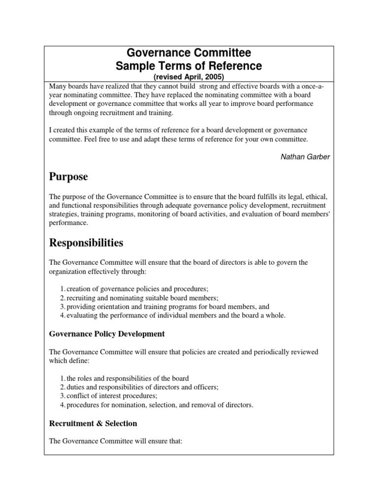 Governance Committee PDF Board Of Directors Governance