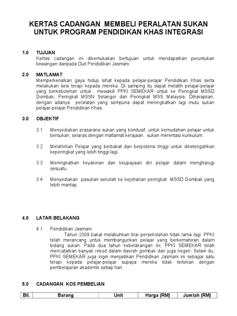 Kertas Kerja Peralatan Sukan Pdf