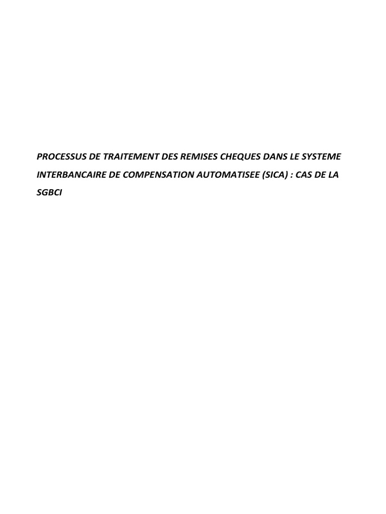 Rapport de Stage BTS 2  Chèque  Compensation (Finance)