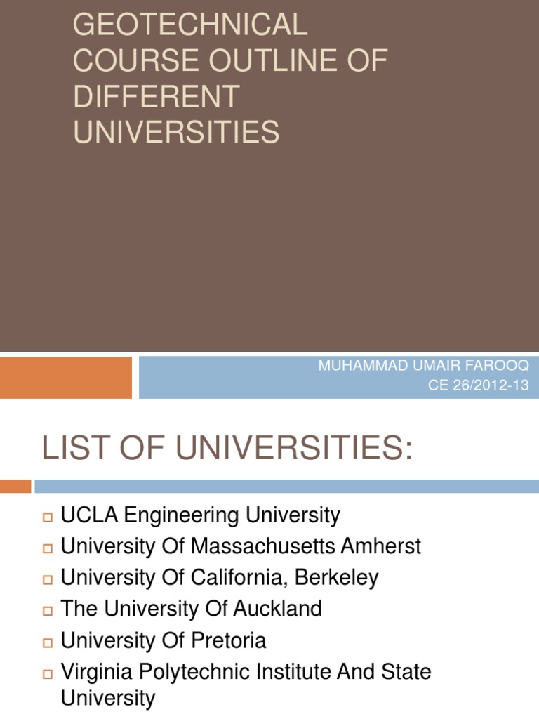 Geotechnical Course Outline o | PDF | Geotechnical Engineering ...