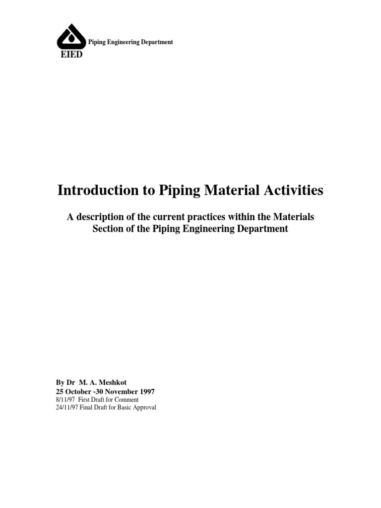 Overview of Piping Material Activities | PDF | Pipe (Fluid Conveyance ...