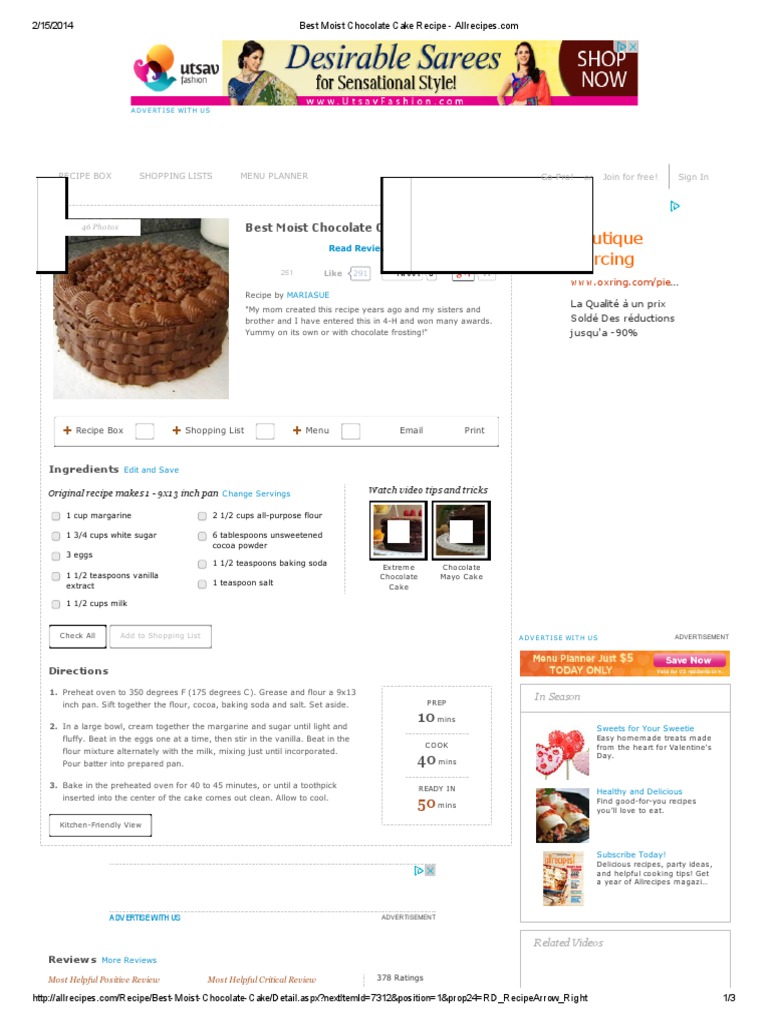 Best Moist Chocolate Cake Recipe | PDF | Cakes | Chocolate