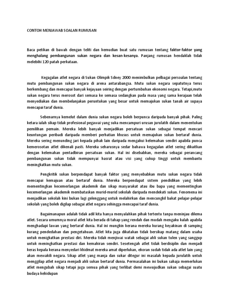 Contoh Menjawab Soalan Rumusan Tingkatan 4 Pdf