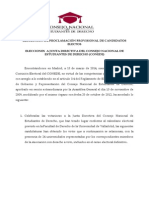 Resolución de Proclamación Provisional de Candidatos Electos