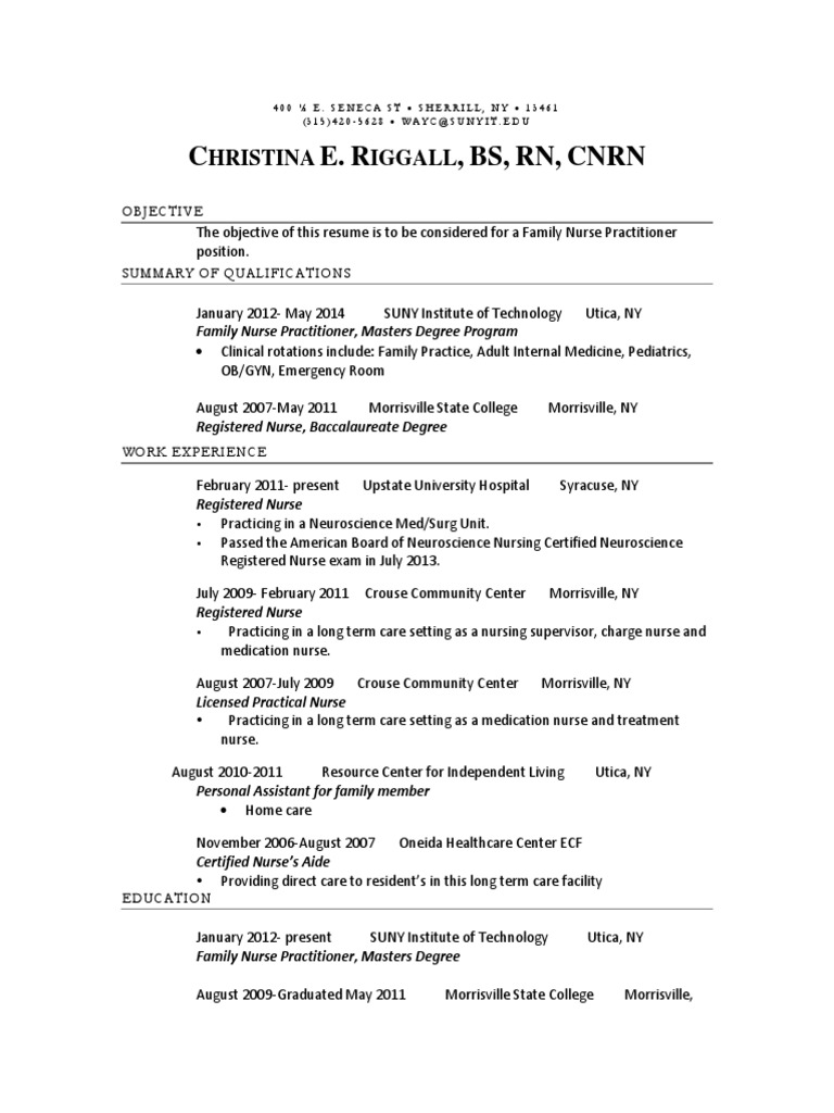 Family Nurse Practitioner Resume | PDF